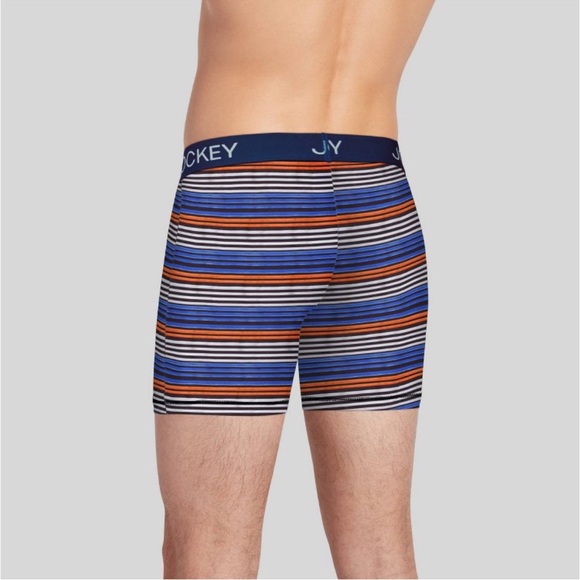 Jockey Men's Striped
Microfiber Stretch Boxer 3pk Blue/Orange/Coral Red - Picture 5 of 5